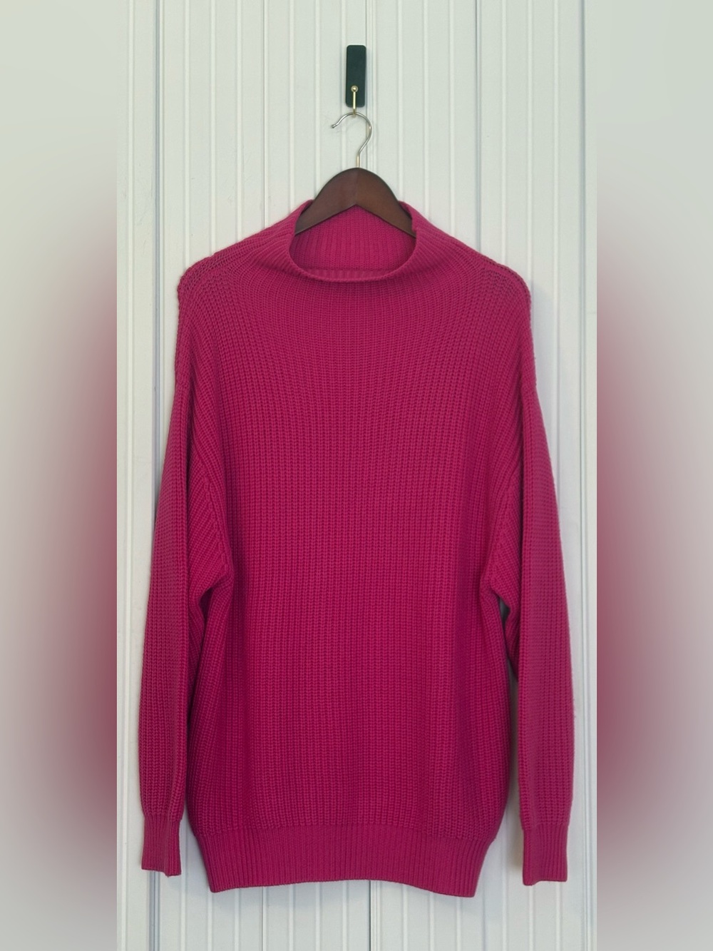 Wilfred 100% Merino Wool Sweater M Mock Neck Oversized Pink Slouchy Cozy Winter
